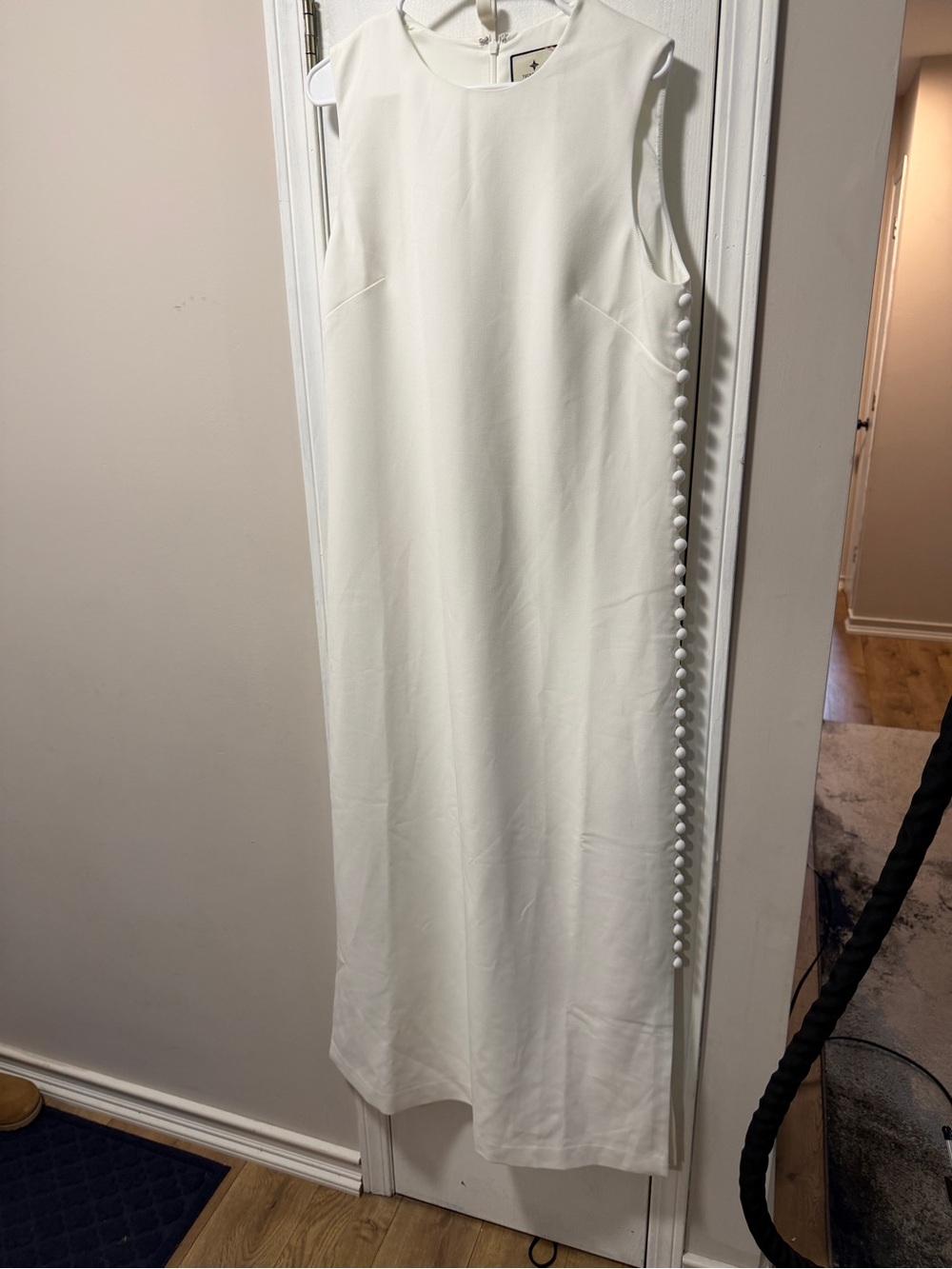 Tuckernuck Ivory Sleeveless Maxi Shift Dress with Side Button Trim
